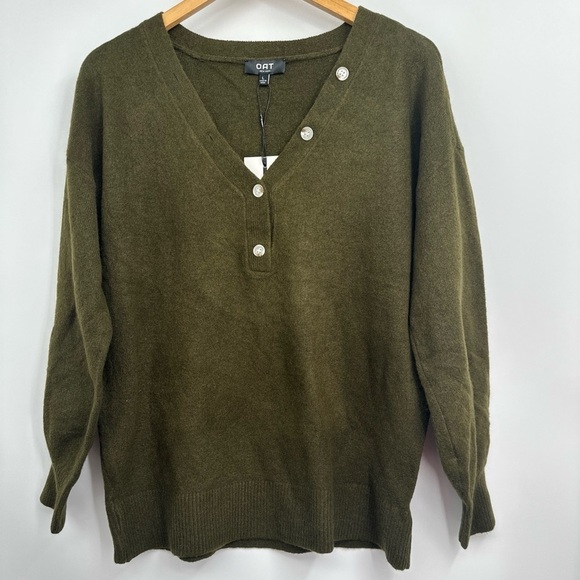 Oat New York Wool Blend Henley Sweater army Green NWT Large - Picture 1 of 3
